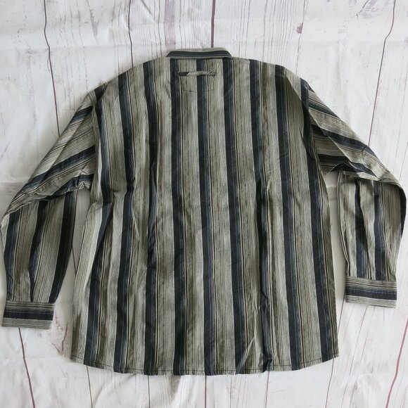 Signum Cotton Blend Multi Color Stripe Button Down Long Sleeve Shirt Size Large - Picture 3 of 9